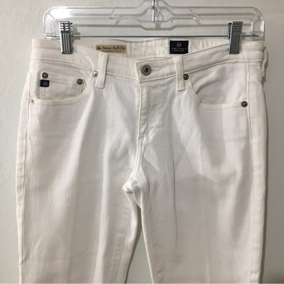 AG Adriano Goldschmeid White Stevie Roll Up Slim Straight Jeans. NWOT New sz 28 - Picture 4 of 7
